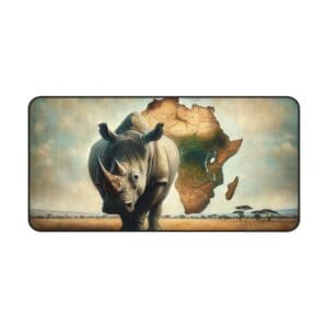 Rhinoceros with African map background.