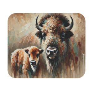 Bison and calf in artistic portrait.