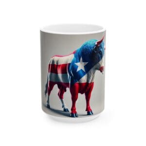 Bull with Puerto Rican flag design mug.