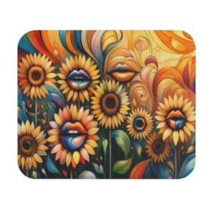 Colorful abstract sunflowers with lips design.