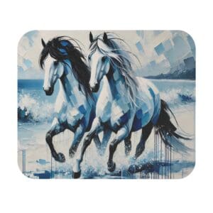 Abstract horses running on a beach painting.