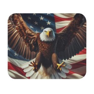 Eagle with American flag background.