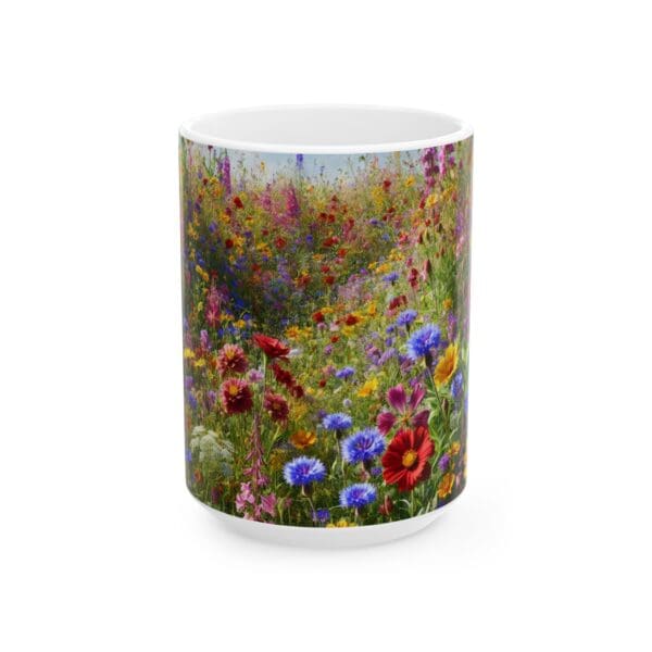50312CC15W - 15oz Ceramic Mug, Wildflower Patch III