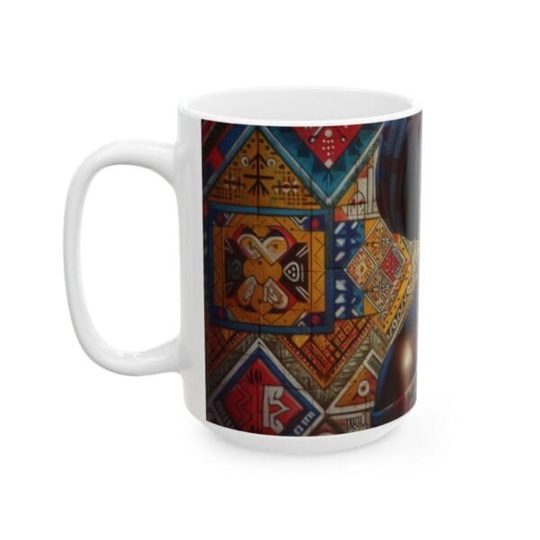 70481CC15W - 15oz Ceramic Mug, Abstract Wall Metal, Ethnic - Image 3