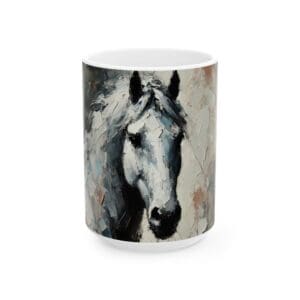 Mug with abstract horse painting design.