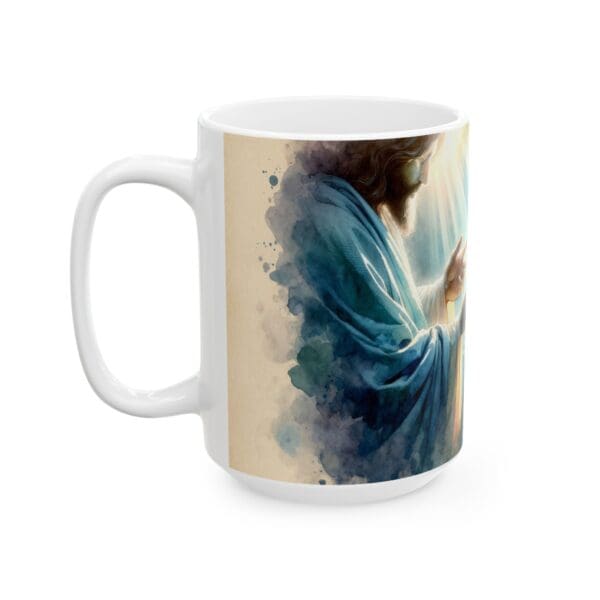 60010CC15W - 15oz Ceramic Mug, Jesus Daisy Watercolor - Image 2