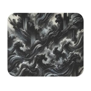Abstract black and white stormy waves illustration.