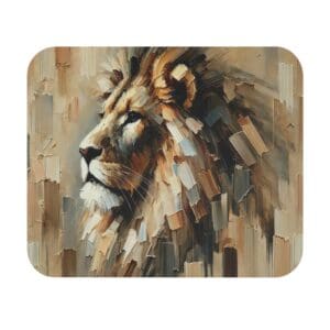 Abstract lion painting with textured brushstrokes.