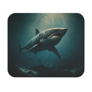 Great white shark swimming underwater.