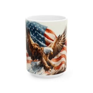 Eagle and American flag mug design.