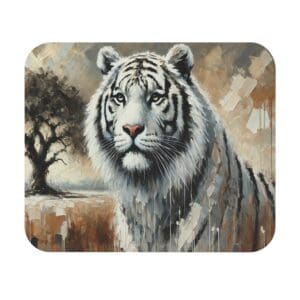 White tiger in abstract painted landscape.