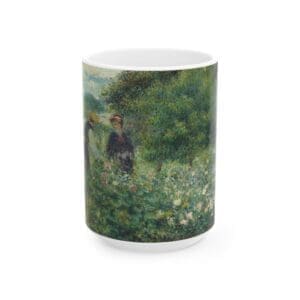 Mug featuring an Impressionist garden painting design.