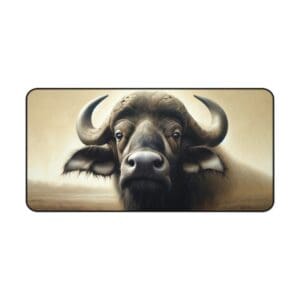 Buffalo close-up with neutral background.