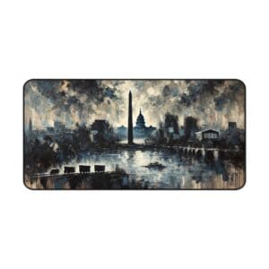 Abstract painting of Washington D.C. skyline.