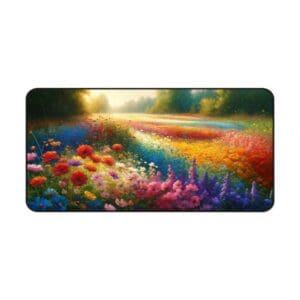 Colorful flowers in a vibrant field landscape.