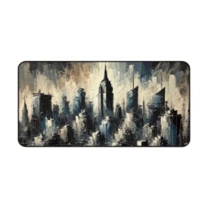 Abstract cityscape with tall skyscrapers painting.