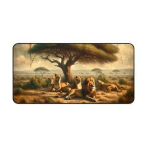 Lions resting under an acacia tree.