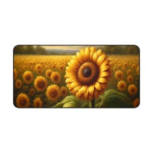 Sunflower field under a cloudy sky.